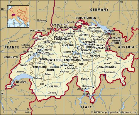 map of switzerland and surrounding countries.